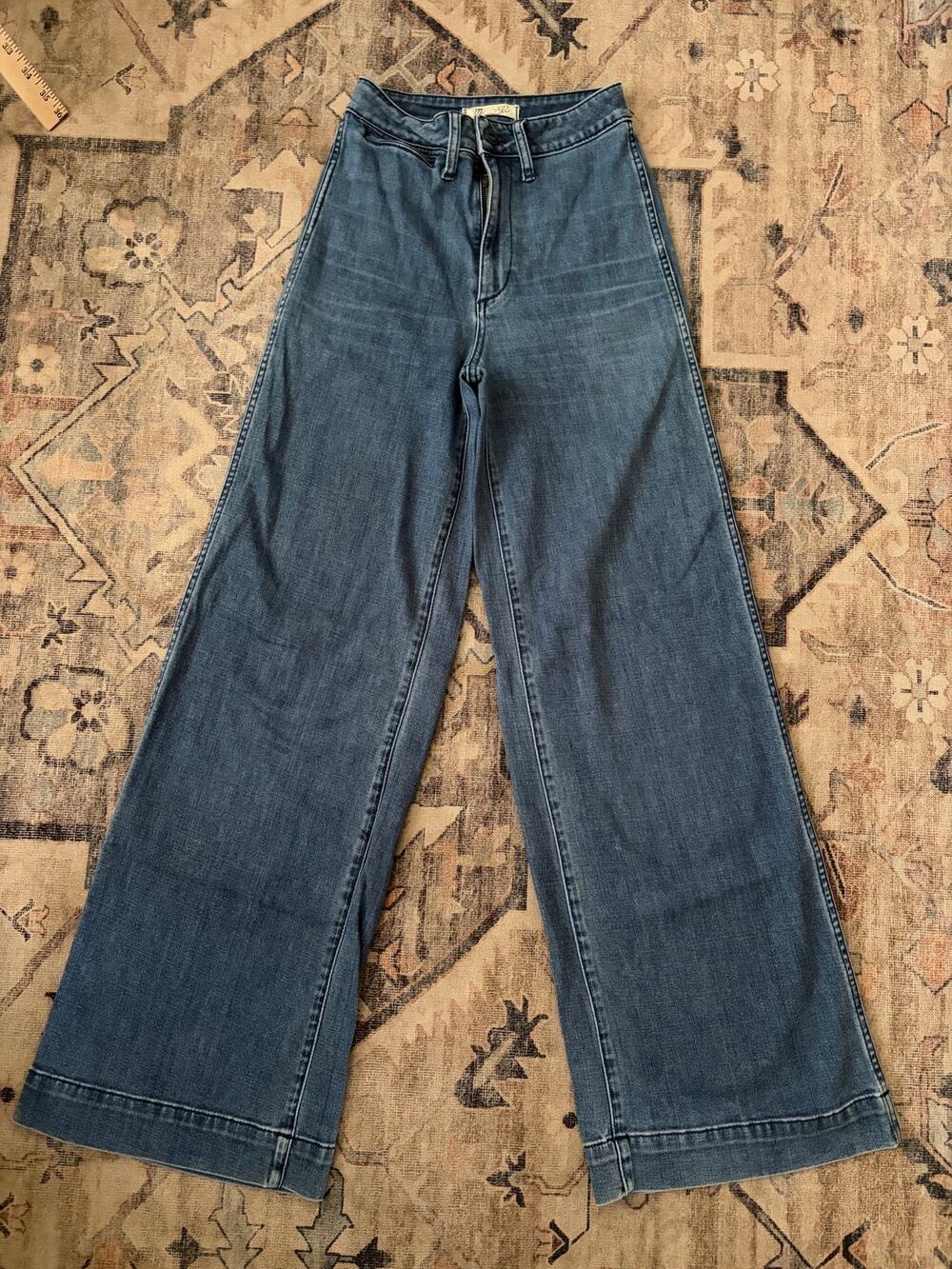 Madewell Women’s Wide Leg Jeans Size 25 Blue High Rise Stretch